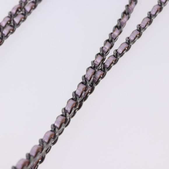 CHANEL Chain Shoulder Bag Patent Pink Silver CC Auth 203084M