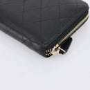 CHANEL Bicolore Long Wallet Leather Black Gold Tone CC Auth 203085-10