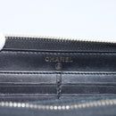CHANEL Bicolore Long Wallet Leather Black Gold Tone CC Auth 203085-14