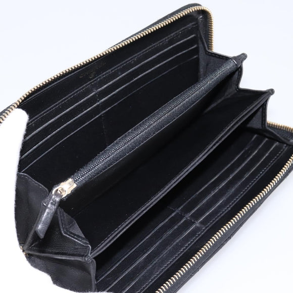 CHANEL Bicolore Long Wallet Leather Black Gold Tone CC Auth 203085
