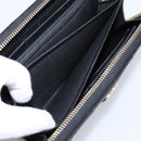 CHANEL Bicolore Long Wallet Leather Black Gold Tone CC Auth 203085-21