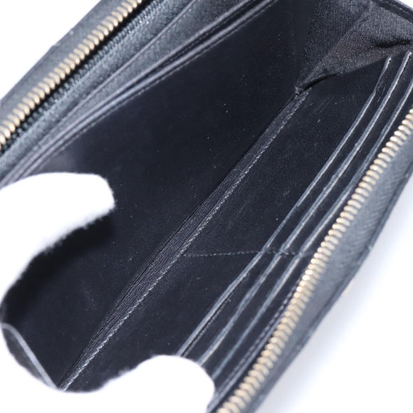 CHANEL Bicolore Long Wallet Leather Black Gold Tone CC Auth 203085