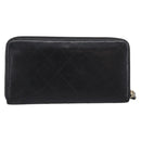 CHANEL Bicolore Long Wallet Leather Black Gold Tone CC Auth 203085-3