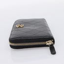 CHANEL Bicolore Long Wallet Leather Black Gold Tone CC Auth 203085-4
