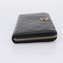 CHANEL Bicolore Long Wallet Leather Black Gold Tone CC Auth 203085-5