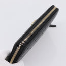 CHANEL Bicolore Long Wallet Leather Black Gold Tone CC Auth 203085-6