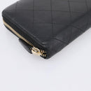 CHANEL Bicolore Long Wallet Leather Black Gold Tone CC Auth 203085-9