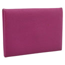 HERMES Calvi Coin Purse Leather Purple Silver Auth 203089A-1