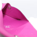 HERMES Calvi Coin Purse Leather Purple Silver Auth 203089A-15