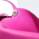 HERMES Calvi Coin Purse Leather Purple Silver Auth 203089A-17
