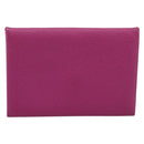 HERMES Calvi Coin Purse Leather Purple Silver Auth 203089A-2