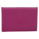 HERMES Calvi Coin Purse Leather Purple Silver Auth 203089A-3