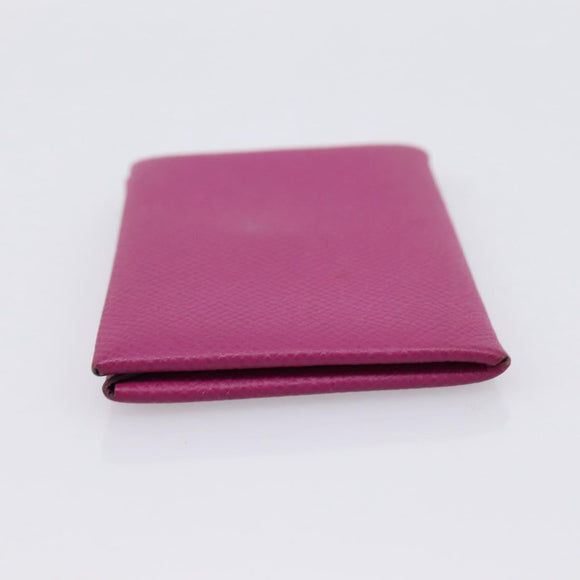 HERMES Calvi Coin Purse Leather Purple Silver Auth 203089A