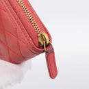 CHANEL Matelasse Long Wallet Caviar Skin Orange Gold Tone CC Auth 203090-12