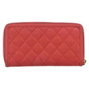 CHANEL Matelasse Long Wallet Caviar Skin Orange Gold Tone CC Auth 203090-3