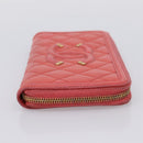 CHANEL Matelasse Long Wallet Caviar Skin Orange Gold Tone CC Auth 203090-5