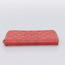 CHANEL Matelasse Long Wallet Caviar Skin Orange Gold Tone CC Auth 203090-7