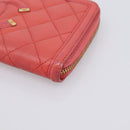 CHANEL Matelasse Long Wallet Caviar Skin Orange Gold Tone CC Auth 203090-8
