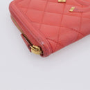 CHANEL Matelasse Long Wallet Caviar Skin Orange Gold Tone CC Auth 203090-9