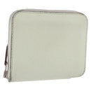 HERMES Asap Compact Silk In Wallet Leather LIme Green Silver Auth 203091-1