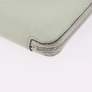 HERMES Asap Compact Silk In Wallet Leather LIme Green Silver Auth 203091-15