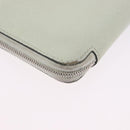 HERMES Asap Compact Silk In Wallet Leather LIme Green Silver Auth 203091-16