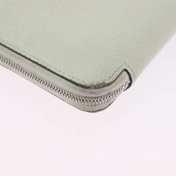 HERMES Asap Compact Silk In Wallet Leather LIme Green Silver Auth 203091