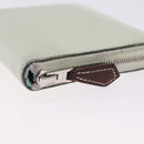 HERMES Asap Compact Silk In Wallet Leather LIme Green Silver Auth 203091-8