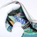HERMES Asap Compact Silk In Wallet Leather LIme Green Silver Auth 203091-18