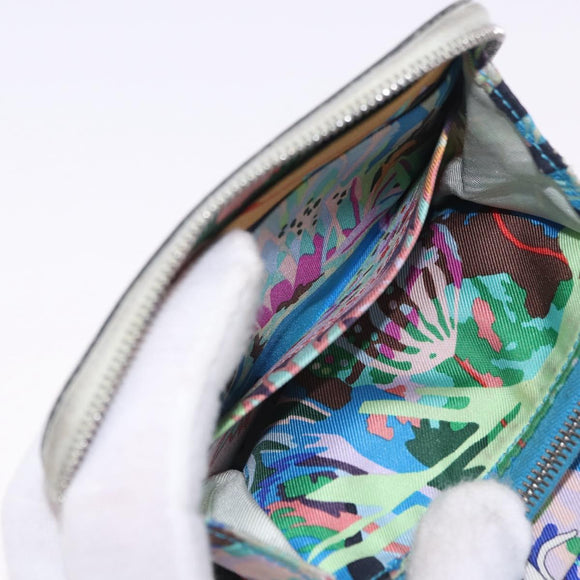 HERMES Asap Compact Silk In Wallet Leather LIme Green Silver Auth 203091