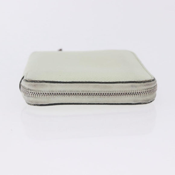 HERMES Asap Compact Silk In Wallet Leather LIme Green Silver Auth 203091