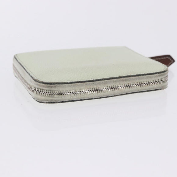 HERMES Asap Compact Silk In Wallet Leather LIme Green Silver Auth 203091