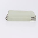 HERMES Asap Compact Silk In Wallet Leather LIme Green Silver Auth 203091-7