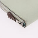 HERMES Asap Compact Silk In Wallet Leather LIme Green Silver Auth 203091-14