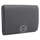 LOEWE Anagram Trifold Wallet Leather Gray Silver Auth 203094A-1