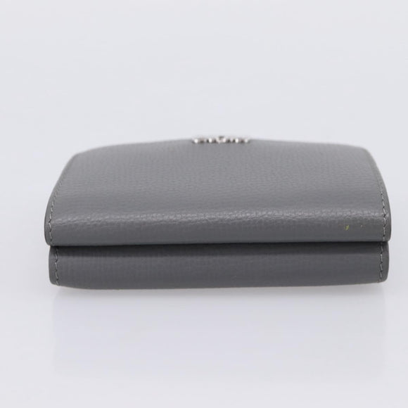 LOEWE Anagram Trifold Wallet Leather Gray Silver Auth 203094A