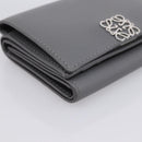 LOEWE Anagram Trifold Wallet Leather Gray Silver Auth 203094A-14