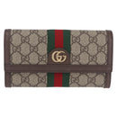 GUCCI GG Supreme Long Wallet PVC Beige Gold Auth 203095M-2