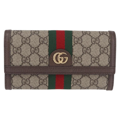 GUCCI GG Supreme Long Wallet PVC Beige Gold Auth 203095M - 0
