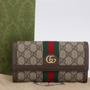 GUCCI GG Supreme Long Wallet PVC Beige Gold Auth 203095M-23
