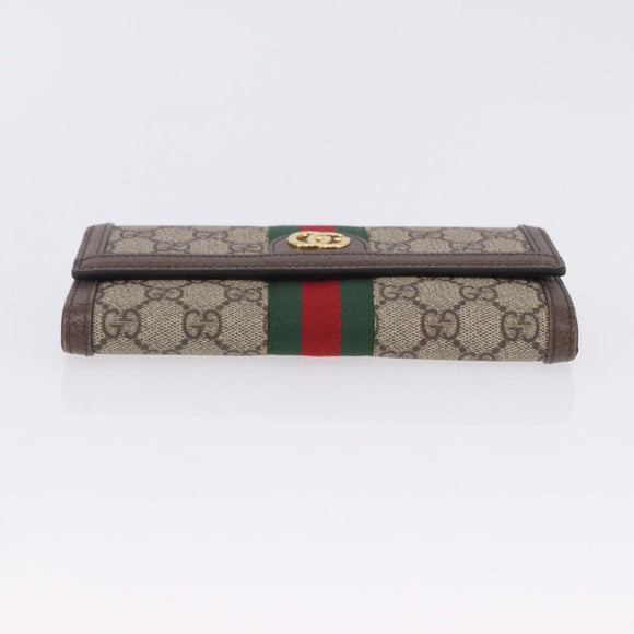 GUCCI GG Supreme Long Wallet PVC Beige Gold Auth 203095M