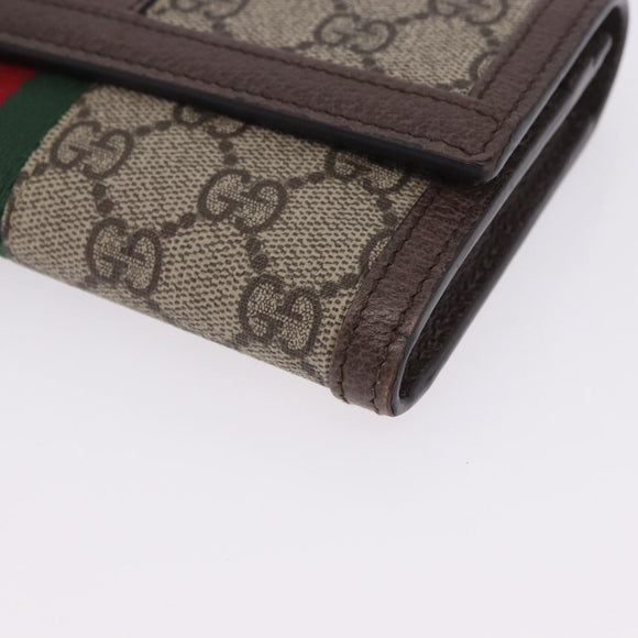 GUCCI GG Supreme Long Wallet PVC Beige Gold Auth 203095M