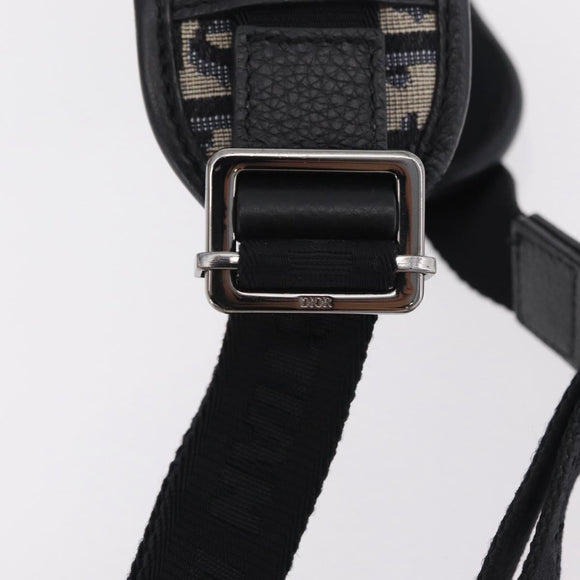 Christian Dior Trotter Canvas Safari Bag Jacquard Navy Silver Auth 203107SAM
