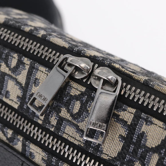 Christian Dior Trotter Canvas Safari Bag Jacquard Navy Silver Auth 203107SAM