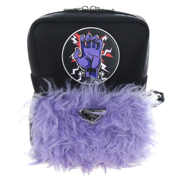 PRADA Frankenstein Backpack Nylon Black Purple Auth 203108M