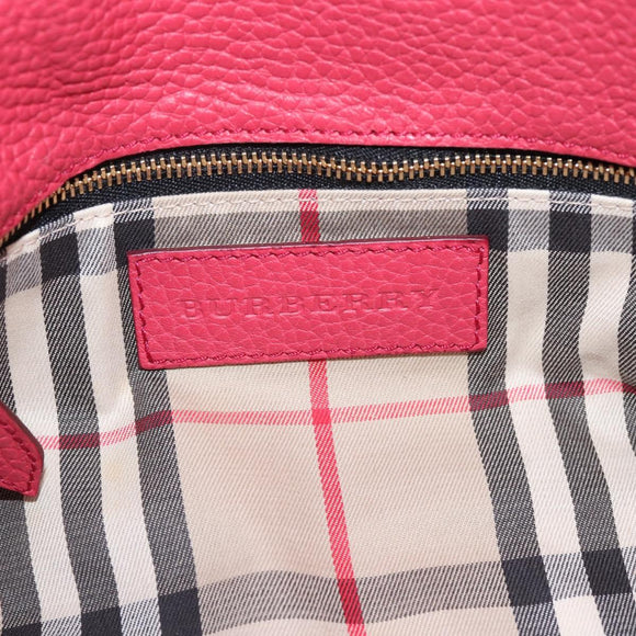 BURBERRY Shoulder Bag Leather Pink Gold Auth 203127