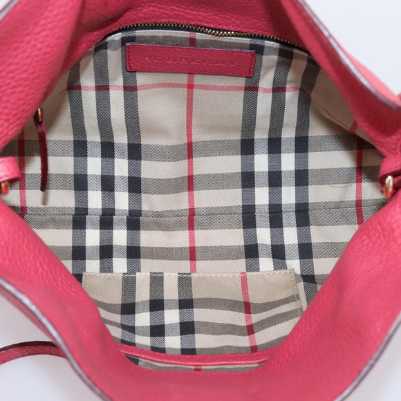 BURBERRY Shoulder Bag Leather Pink Gold Auth 203127
