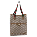 GUCCI GG Plus Supreme Web Sherry Line Tote Bag PVC Beige Gold Auth 203128-2
