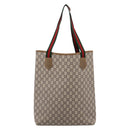 GUCCI GG Plus Supreme Web Sherry Line Tote Bag PVC Beige Gold Auth 203128-3