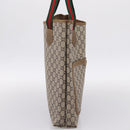 GUCCI GG Plus Supreme Web Sherry Line Tote Bag PVC Beige Gold Auth 203128-4